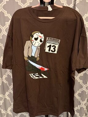 Jason Vorhees Brown xxxl tshirt Friday the 13th horror tee
